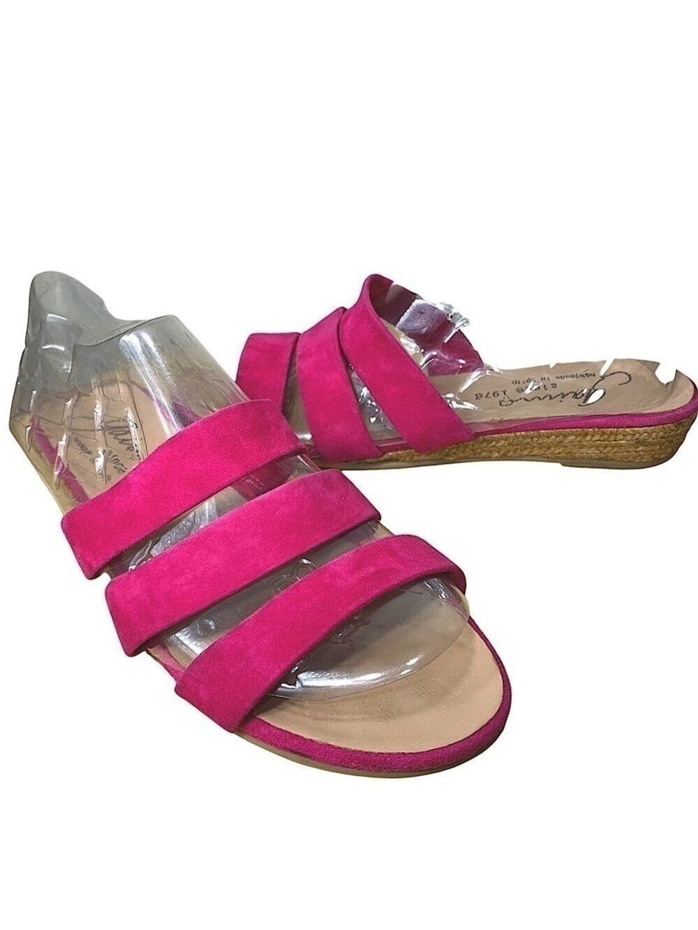 Gaimo Spain Suede Strappy Sandals Pink Low Wedge Slide On Shoes Sz 40/9 US